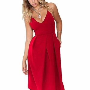 Deep V-Neck Spaghetti Straps Dress
